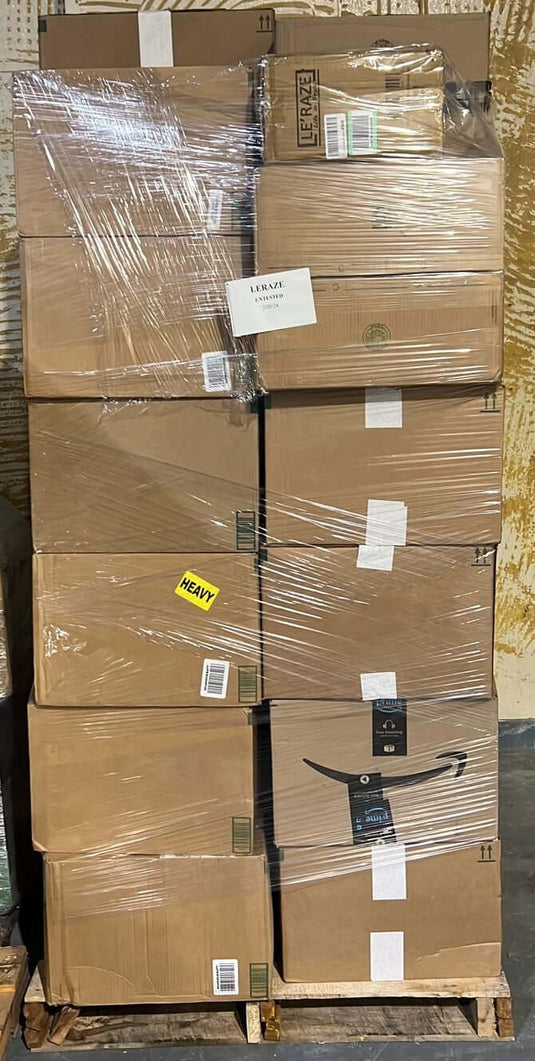 Amazon mystery truckload with assorted general merchandise in bulk pallets for resale