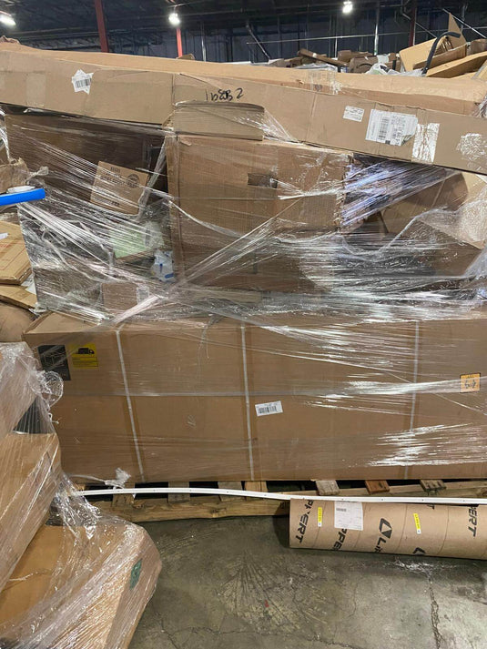 Truckload of Amazon return pallets with assorted bulk inventory ideal for resellers