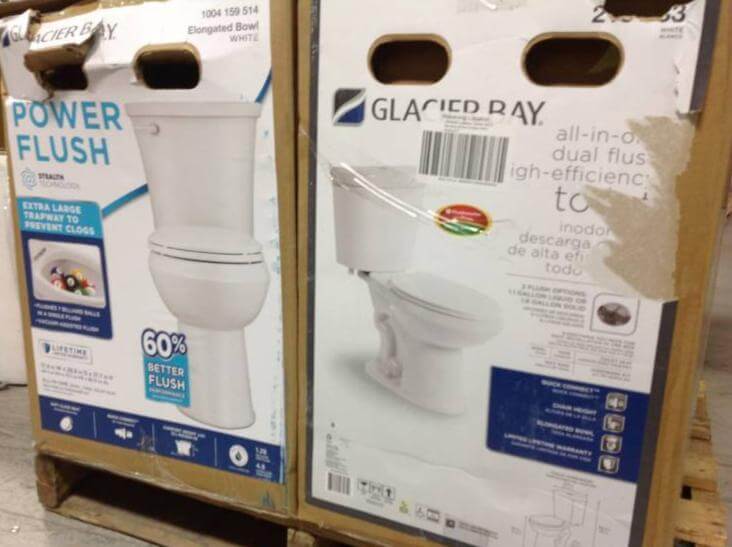 Load image into Gallery viewer, Truckload of Home Depot bathroom fixtures including overstock tubs, toilets, and sinks