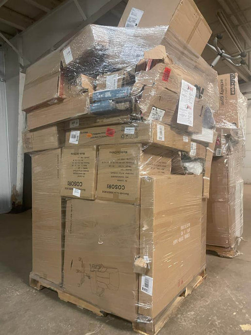 Tall Amazon general merchandise pallets in a medium-sized truckload with mixed shelf pulls